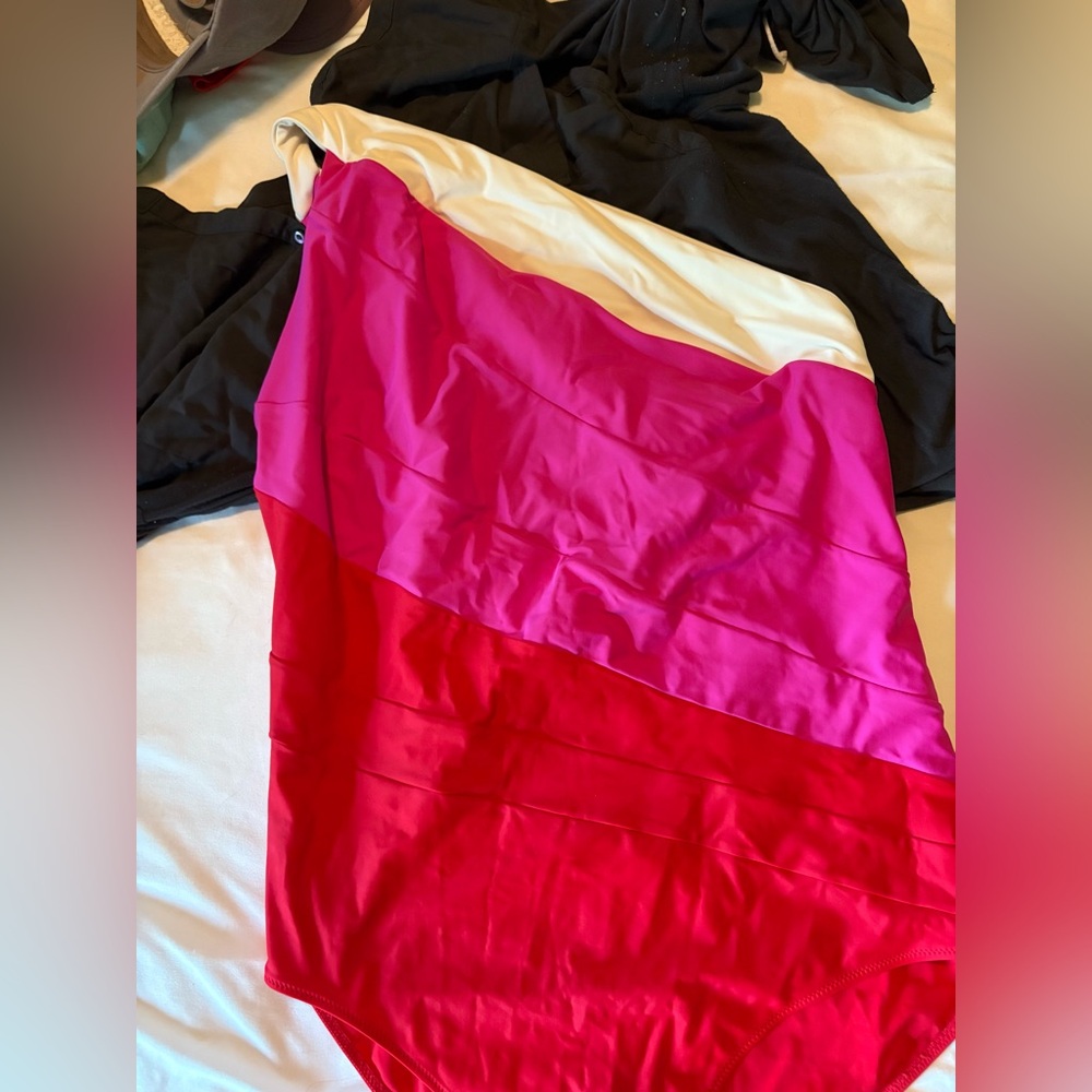 Summersalt 24 one shoulder pink, white, and red Sidestroke swimsuit